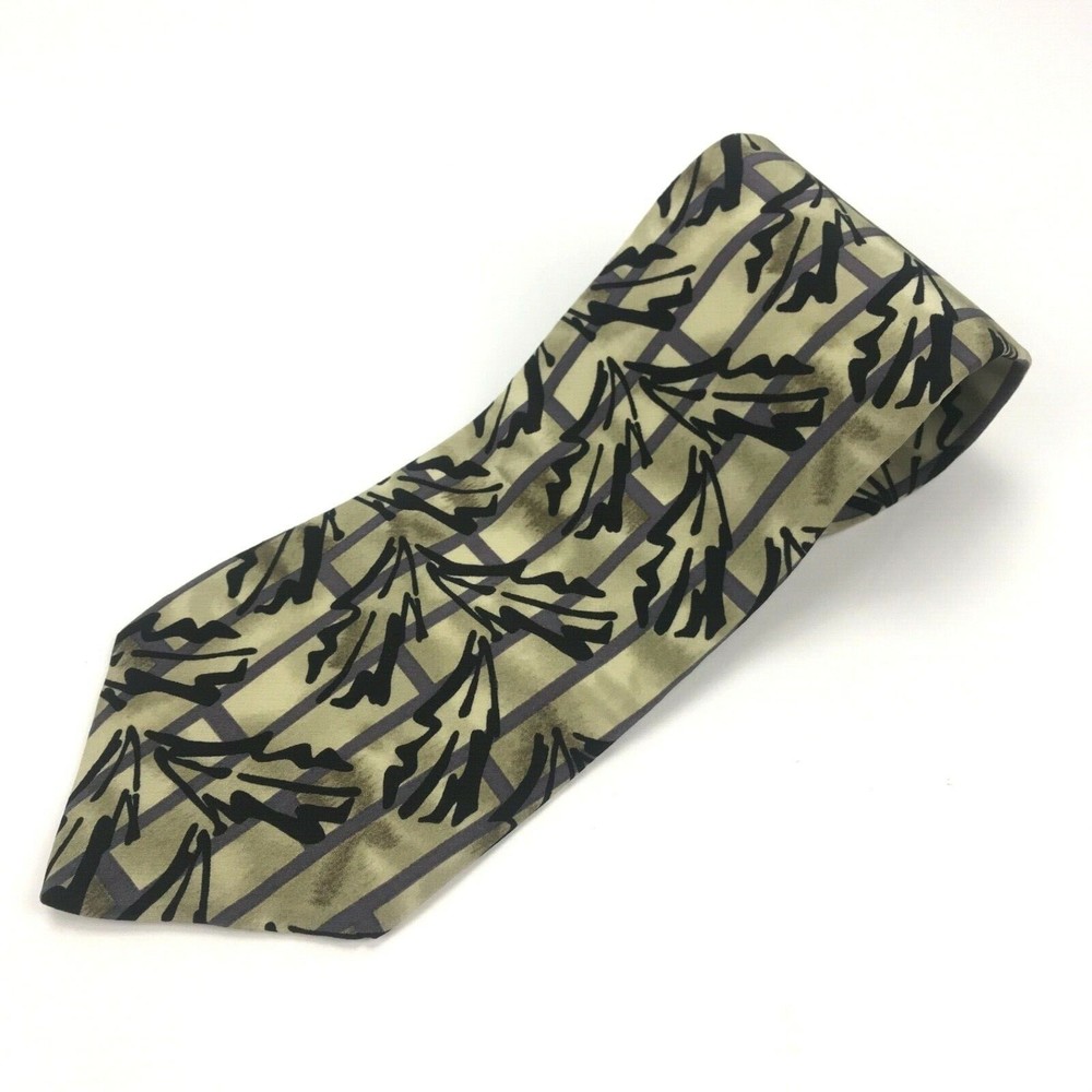 J Jerry Garcia Tie 1996 Plant Person Collection 14 Tan Purple 100% Silk Necktie